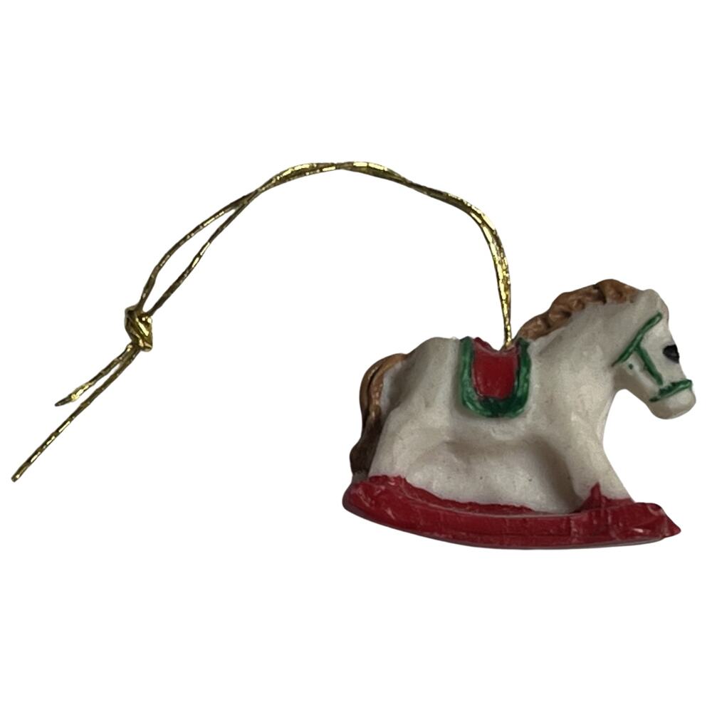 Miniature Ceramic Rocking Horse Ornament Holiday Decor